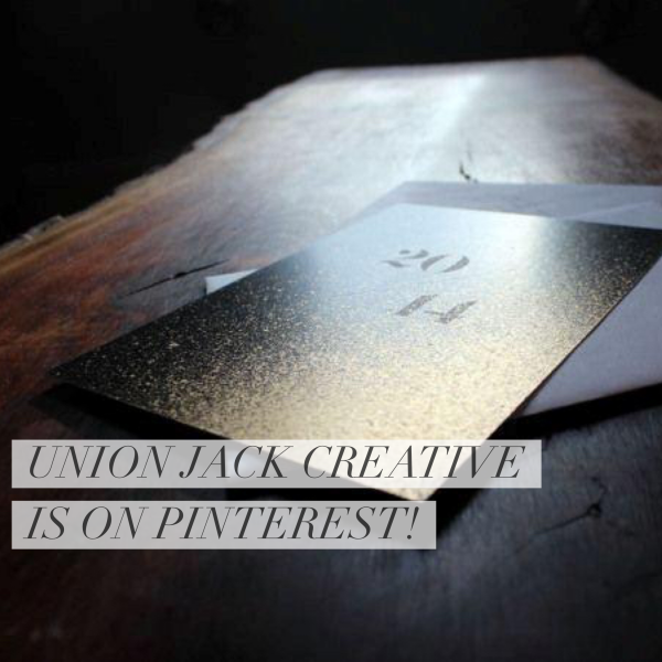 union jack creative is on pinterest // gold and black invitation on wood table